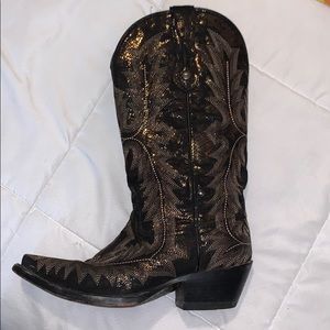 Corral Antique Snake Print Cowgirl Boot Snip Toe